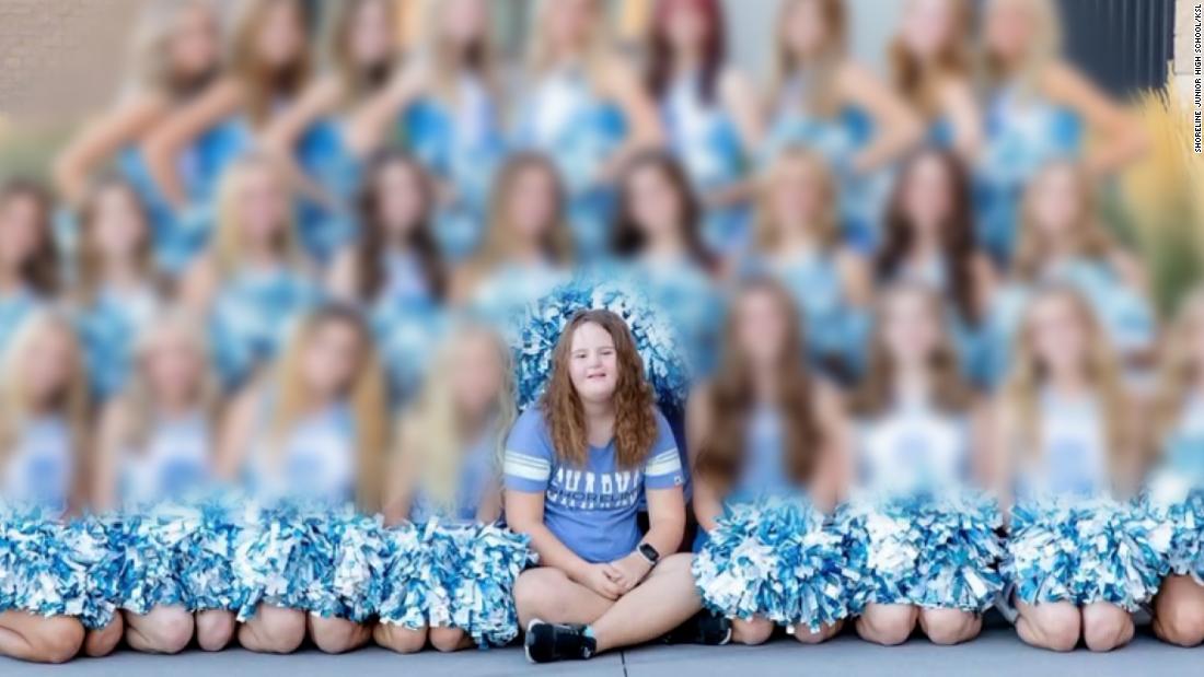 Cheerleading manager with Down syndrome left out of team photo in junior high yearbook