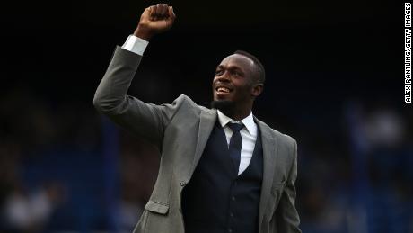 Usain Bolt of Soccer Aid World XI walks on the pitch prior to the Soccer Aid for UNICEF 2019 match between England and the Soccer Aid World XI at Stamford Bridge on June 16, 2019 in London, England.