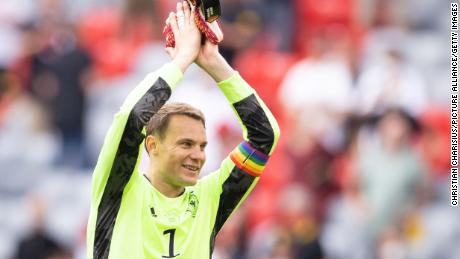 Neuer has worn a rainbow armband during Germany&#39;s first two games of Euro 2020. 