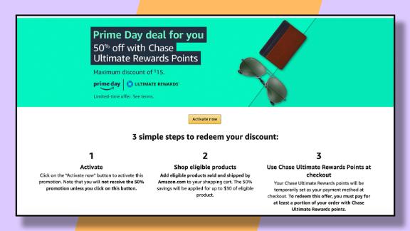 Targeted Chase credit card holders can get 50% off their Amazon Prime Day purchase, up to a maximum savings of $15.