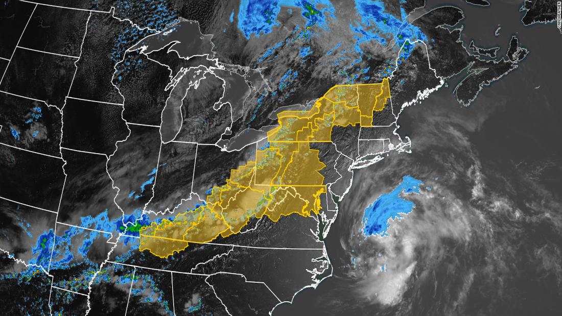 Damaging hail, strong wind gusts and possible tornadoes are likely from Tennessee to Vermont