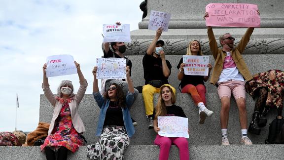 Fans in London during the UK's first Free Britney protest in April. They plan to reconvene for another march on Wednesday.