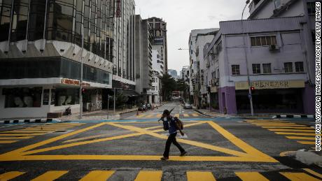 An empty street in Malaysia during a national lockdown in June. 