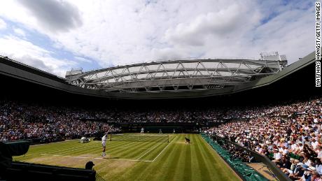 A general view inside Centre Court in the men&#39;s singles final between Roger Federer and Novak Djokovic.