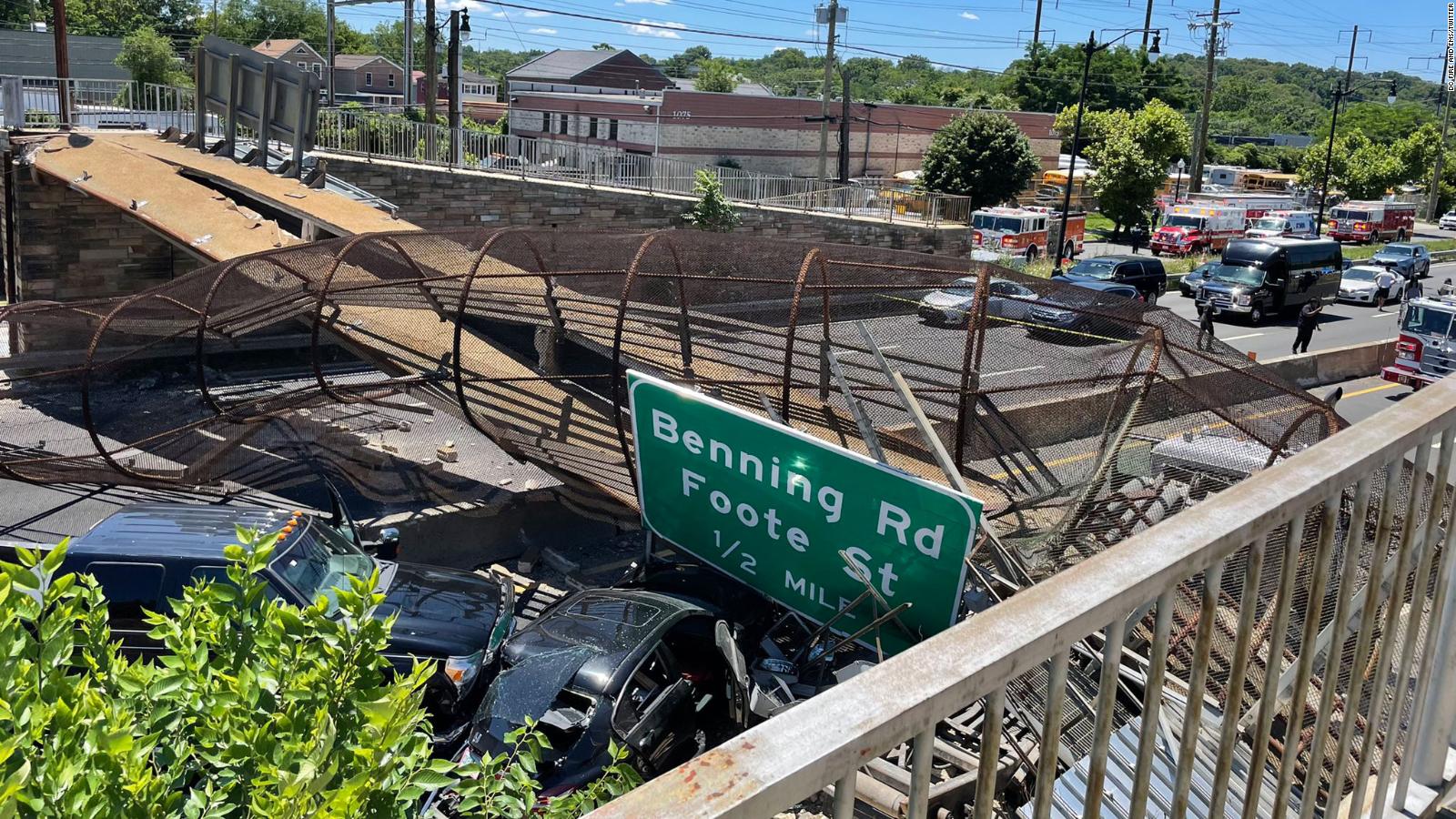 DC pedestrian bridge collapses onto highway, injuring several people - CNN