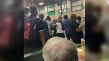 Video footage shows tortillas were thrown into the air at the end of a high school basketball game in the San Diego-area last weekend.
