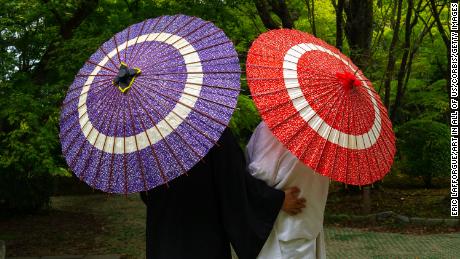 A couple in Kyoto, Japan, on August 8, 2018.