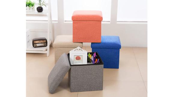 Linen Folding Storage Ottoman