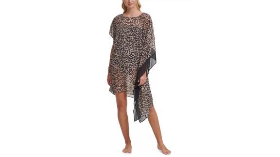 DKNY Asymmetrical Animal-Print Kaftan Cover-Up Dress