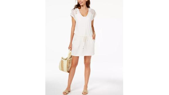 Calvin Klein Crochet-Shoulder Tunic Cover Up