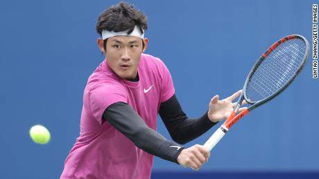 Zhang Zhizhen plays a shot at a tournament at Sichuan International Tennis Center in Chengdu, China, last November. 