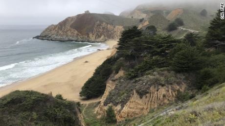 A 35-year-old man was hospitalized Saturday for a shark bite at Grey Whale Cove State Beach, according to the San Mateo County Sheriff&#39;s Office