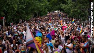 Members and allies of the LGBTQ community march on June 12, 2021, in Washington. 