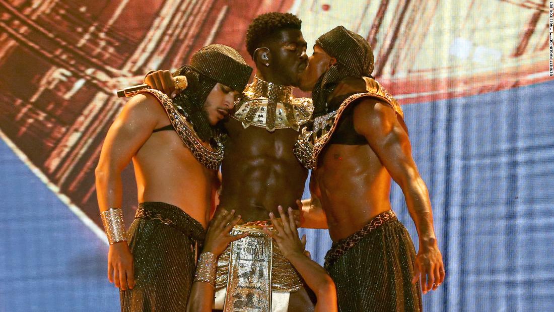 Watch Lil Nas X end his BET Awards performance with same-sex smooch - CNN V...