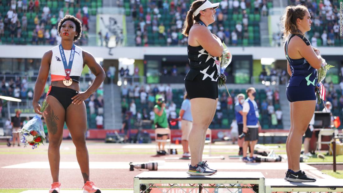 Gwen Berry turns away from flag on US Olympic trials podium, says she was 'set up'