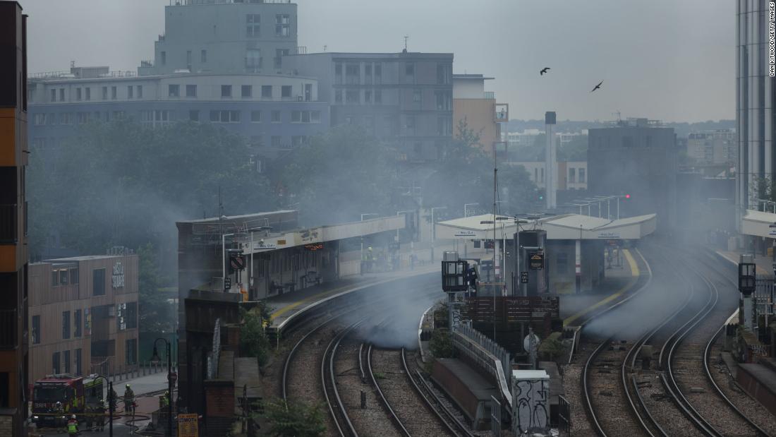 Smoke billows from London train station as fire crews tackle blaze