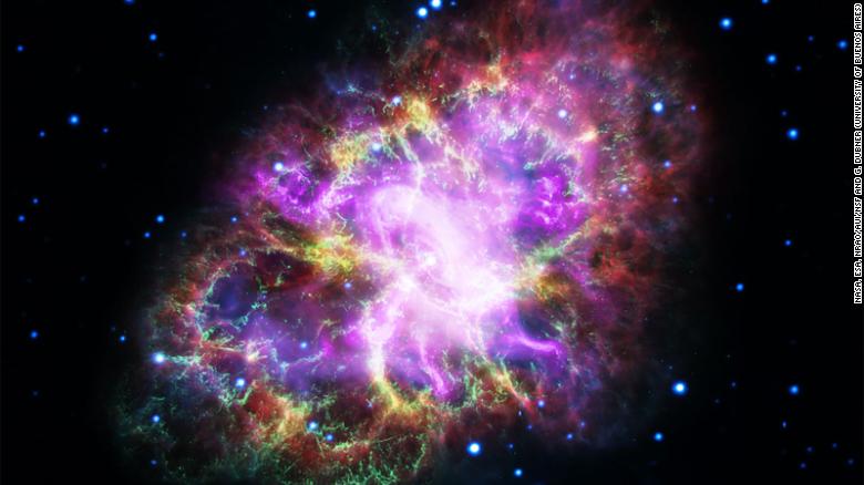 This image of the Crab Nebula was created using data from five different telescopes. 