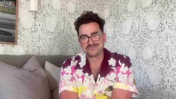 Dan Levy speaking at the virtual opeing of the Paris Fashion Week menswear shows.
