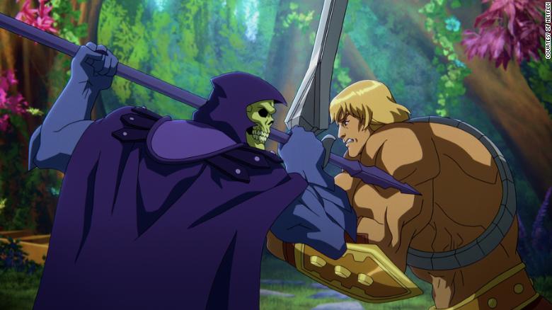 Skeletor (voiced by Mark Hamill) and He-Man (Chris Wood) face off in &#39;Masters of the Universe: Revelation.&#39;