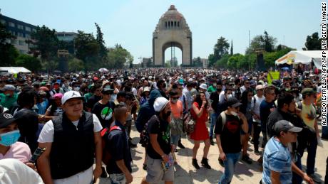 Protesters demand the legalization of marijuana for recreational use at a Mexico City demonstration on April 20.
