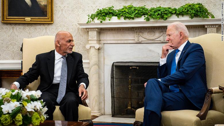 US President Joe Biden hosts Afghanistan President Ashraf Ghani in the Oval Office at the White House June 25, 2021. 