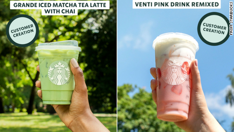 Images provided by Starbucks show how the beverages appear on social media to those participating in the test. 