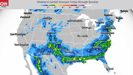Rainfall expected across the South and up the East Coast