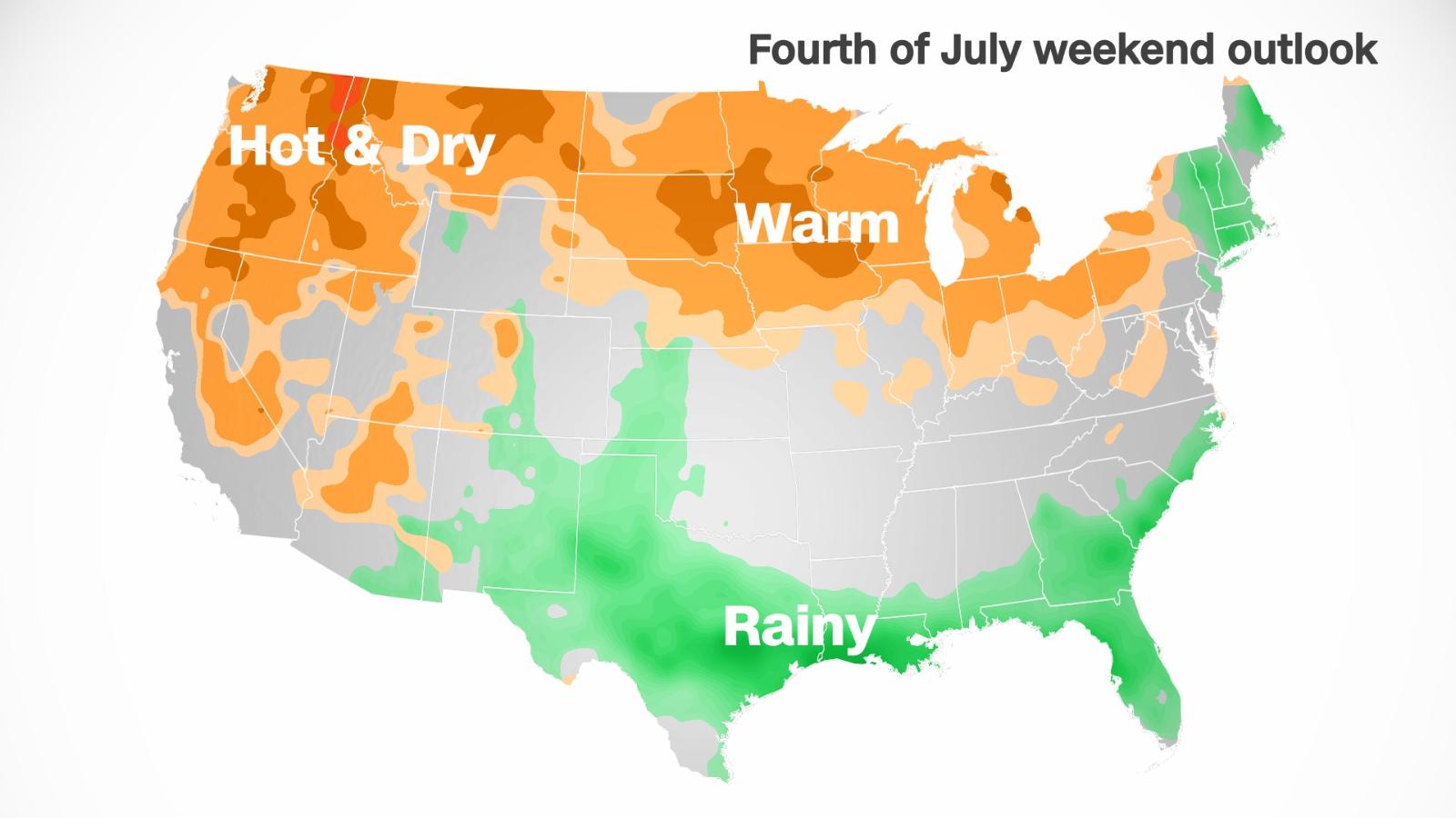 A warm Fourth of July is in store for most of the country, but some