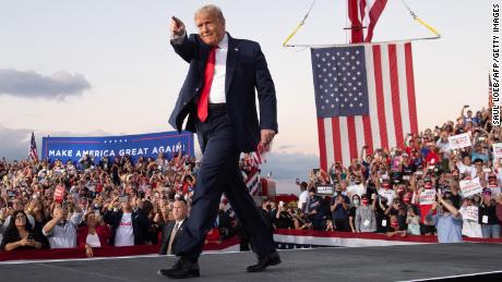 Donald Trump campaigning at Orlando Sanford International Airport in Sanford, Florida, on October 12, 2020
