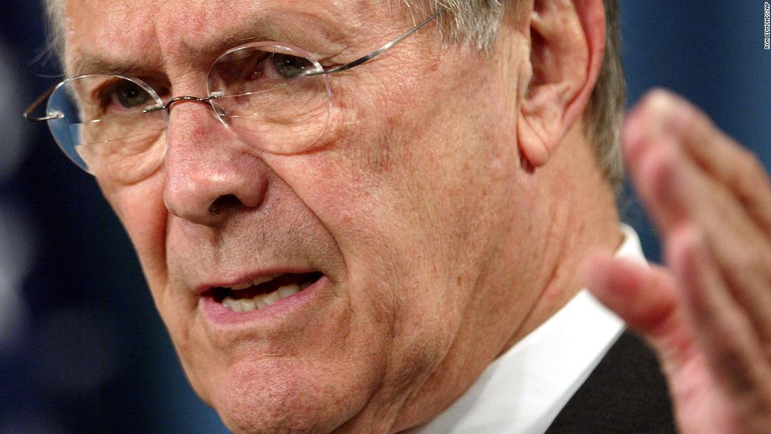 Rumsfeld briefs reporters at the Pentagon in May 2004. Rumsfeld said he condemned the abuse of Iraqi prisoners by US soldiers as &quot;totally unacceptable and un-American,&#39;&#39; and he said the Defense Department would move vigorously to bring those responsible to justice.