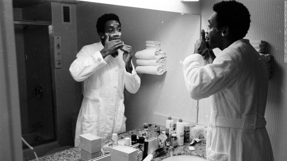 Cosby shaves while in Las Vegas for a performance in February 1968.