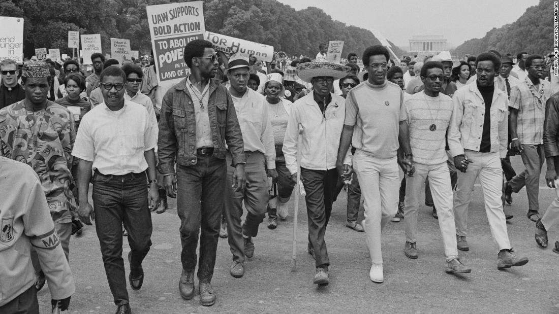 Cosby, third from right, is among protesters taking part in the Poor People&#39;s March on Washington in June 1968. The Poor People&#39;s Campaign was organized by Martin Luther King Jr. to gain economic justice for poor people in the United States.
