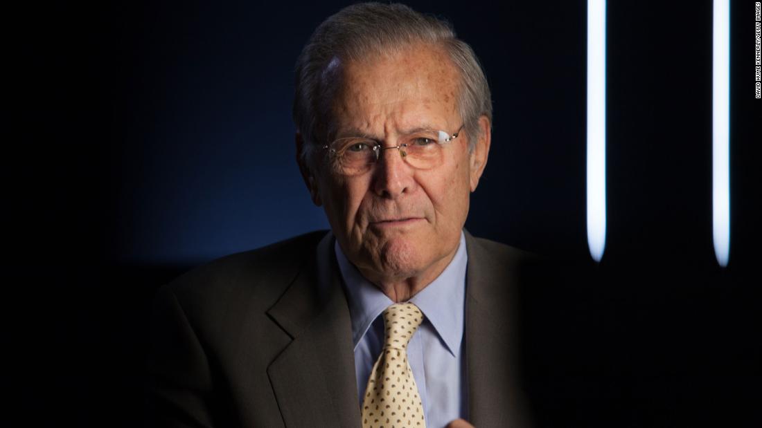 Former Defense Secretary Donald Rumsfeld is seen in 2012 as he was being interviewed for &quot;The Presidents&#39; Gatekeepers,&quot; a documentary about the White House chiefs of staff.