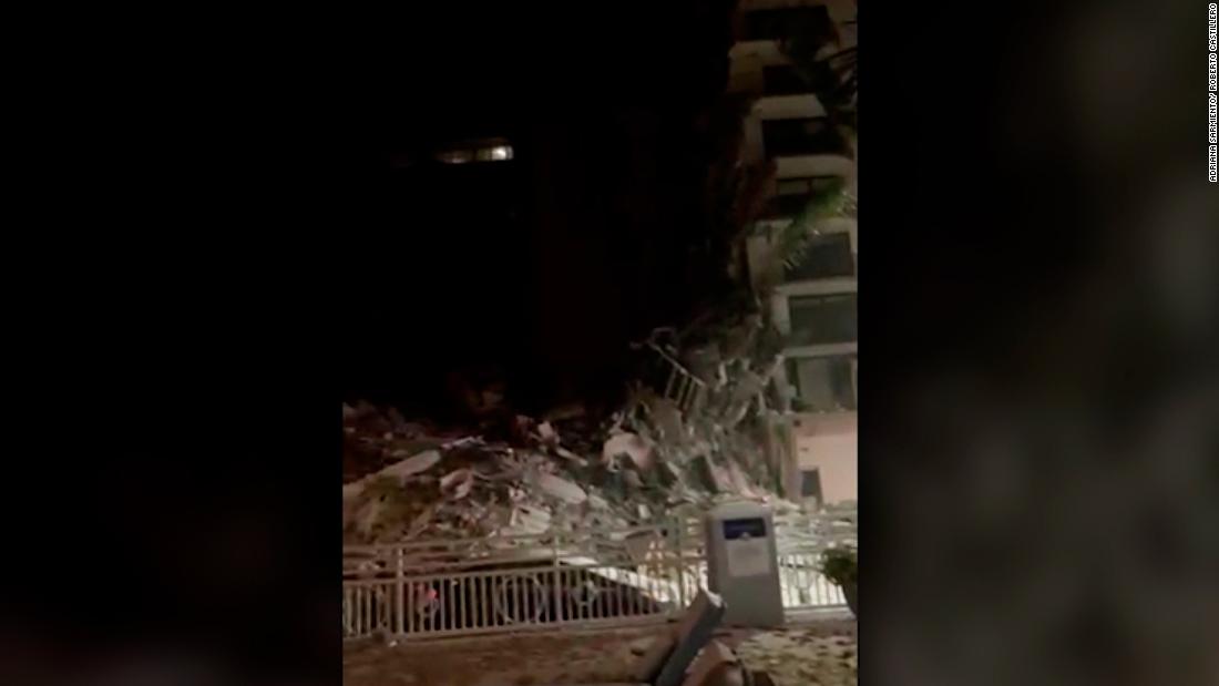 Video shows fallen debris and gushing water in the Surfside condo garage moments before collapse