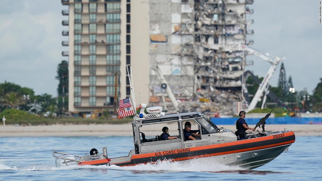 A Coast Guard boat patrols the water ahead of Biden&#39;s visit.