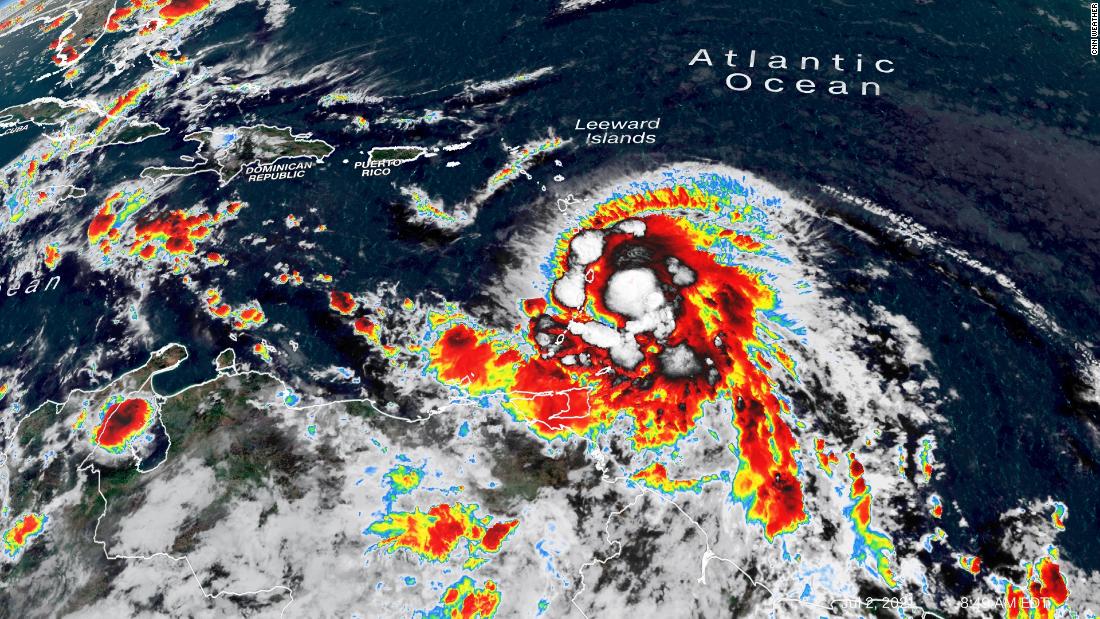 Elsa strengthens into a hurricane, the season's first, and could near the Florida Peninsula by next week