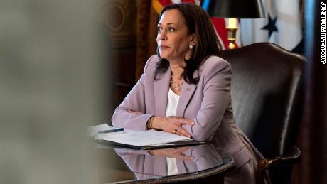 Vice President Kamala Harris begins a meeting in her ceremonial office on the White House complex in Washington, on June 23. 