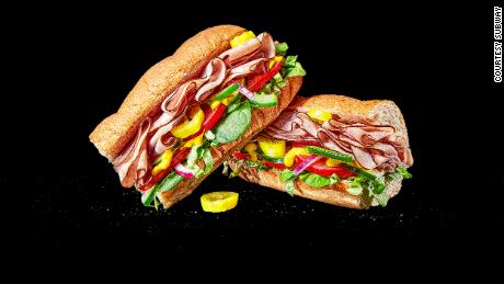 A Subway sandwich made with ham. 