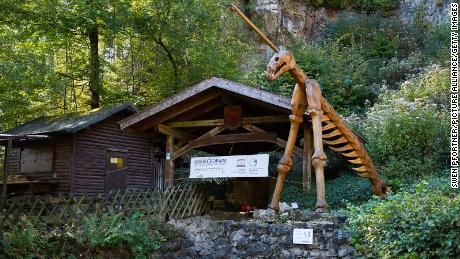 This is the public entrance to the Einhornhöhle cave, the Unicorn cave in English, in the Harz Mountains, Germany, where the tiny piece of engraved bone was found. 