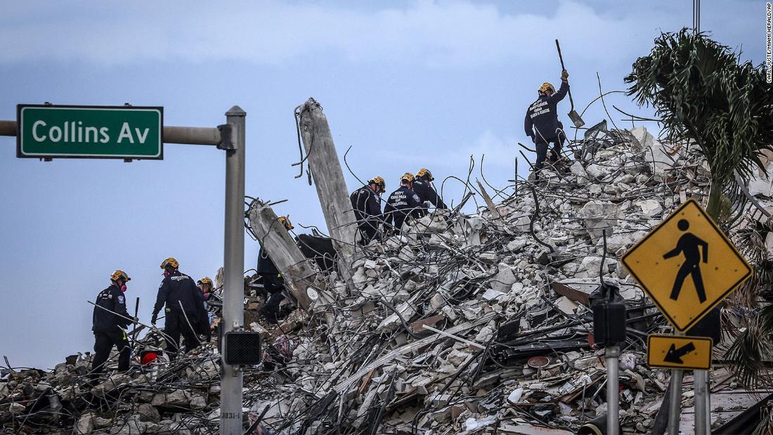 The demolition eliminates the potential threat of falling debris and opens an estimated third of the remaining pile to search and rescue teams