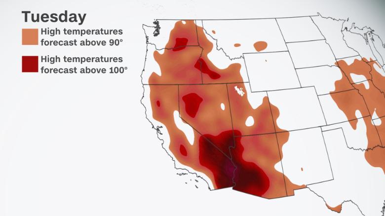 Oppressive heat continues across the West this week with no end in sight