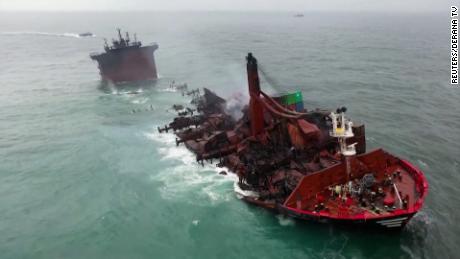 The X-Press Pearl caught fire on May 20 and burnt for 13 days before sinking. 