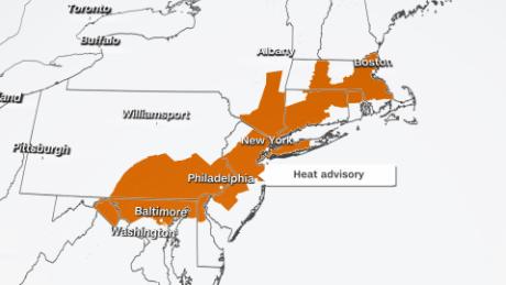 Heat advisories are in place across the Northeast.