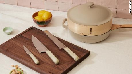 Our Place aims to simplify meal preparation with its new knives and cutting board (courtesy CNN underlined)
