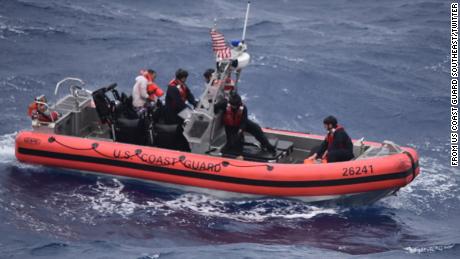 The Coast Guard published this picture of Tuesday&#39;s rescue efforts in waters miles off Key West.