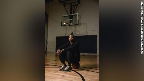 WNBA Champion Jewell Loyd at The Warehouse outside of Chicago on Feb. 21, 2021. Loyd is looking to turn the gym into a place of &quot;acceptance and excellence.&quot; 