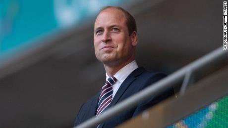 Prince William watches the UEFA Euro 2020 Championship semi-final between England and Denmark on Wednesday. 