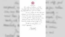 The monarch hand-wrote her message when awarding the George Cross this year. 