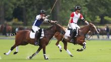 William and Harry compete in a charity polo event in 2019. 