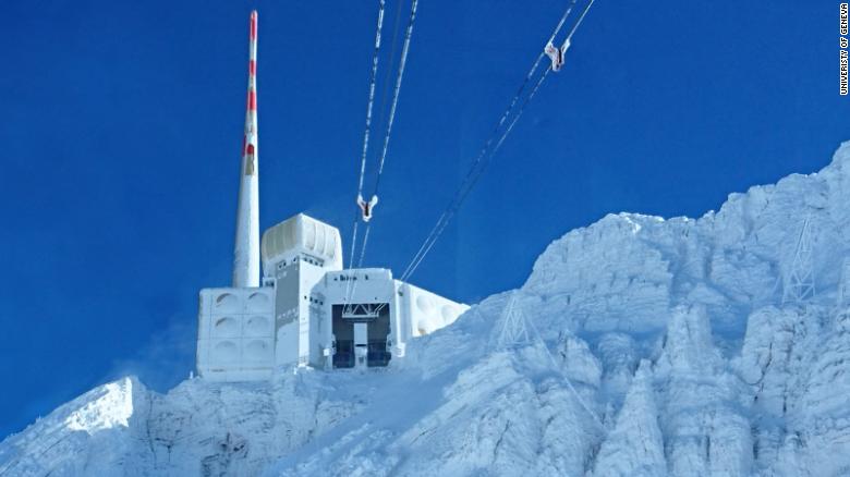 The laser has been taken to a radio transmission tower at the summit of Säntis, in the Swiss alps.